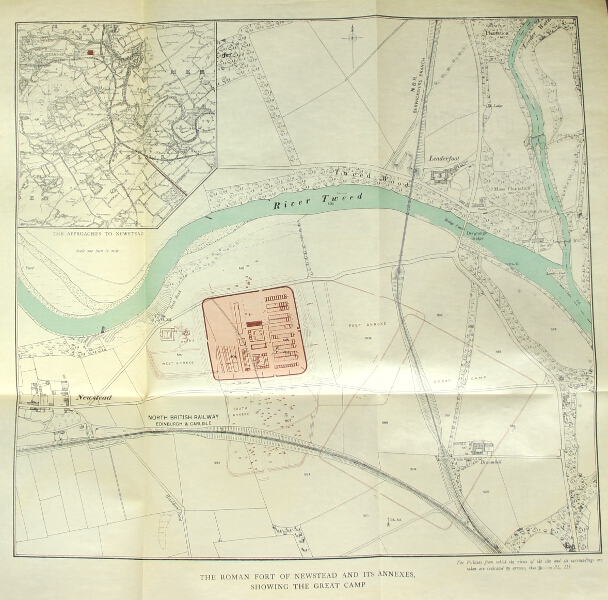 Old map showing the Trimontium fort.