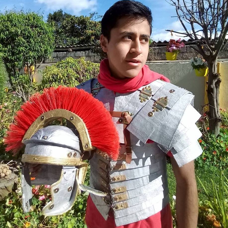 Young man dressed as a Roman legionary