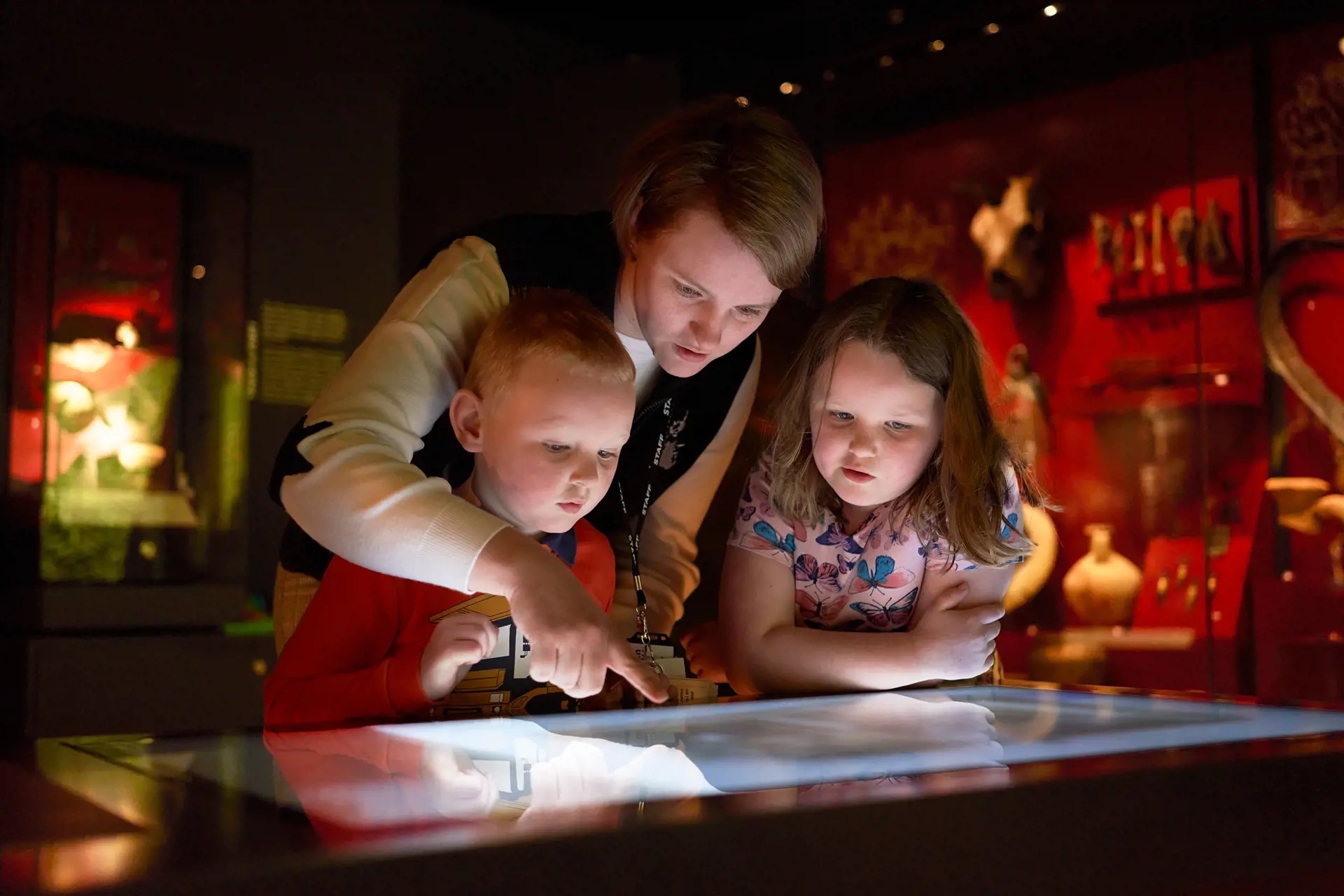 Children looking at the interactive table