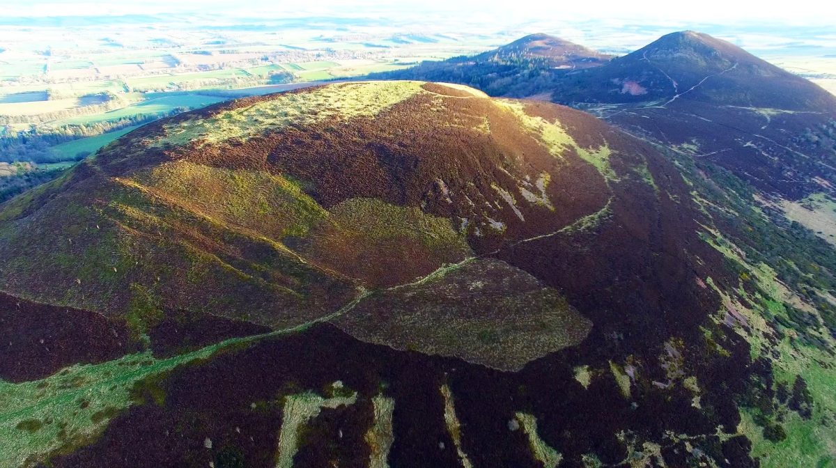 Eildon Hill North showing traces of roundhouses