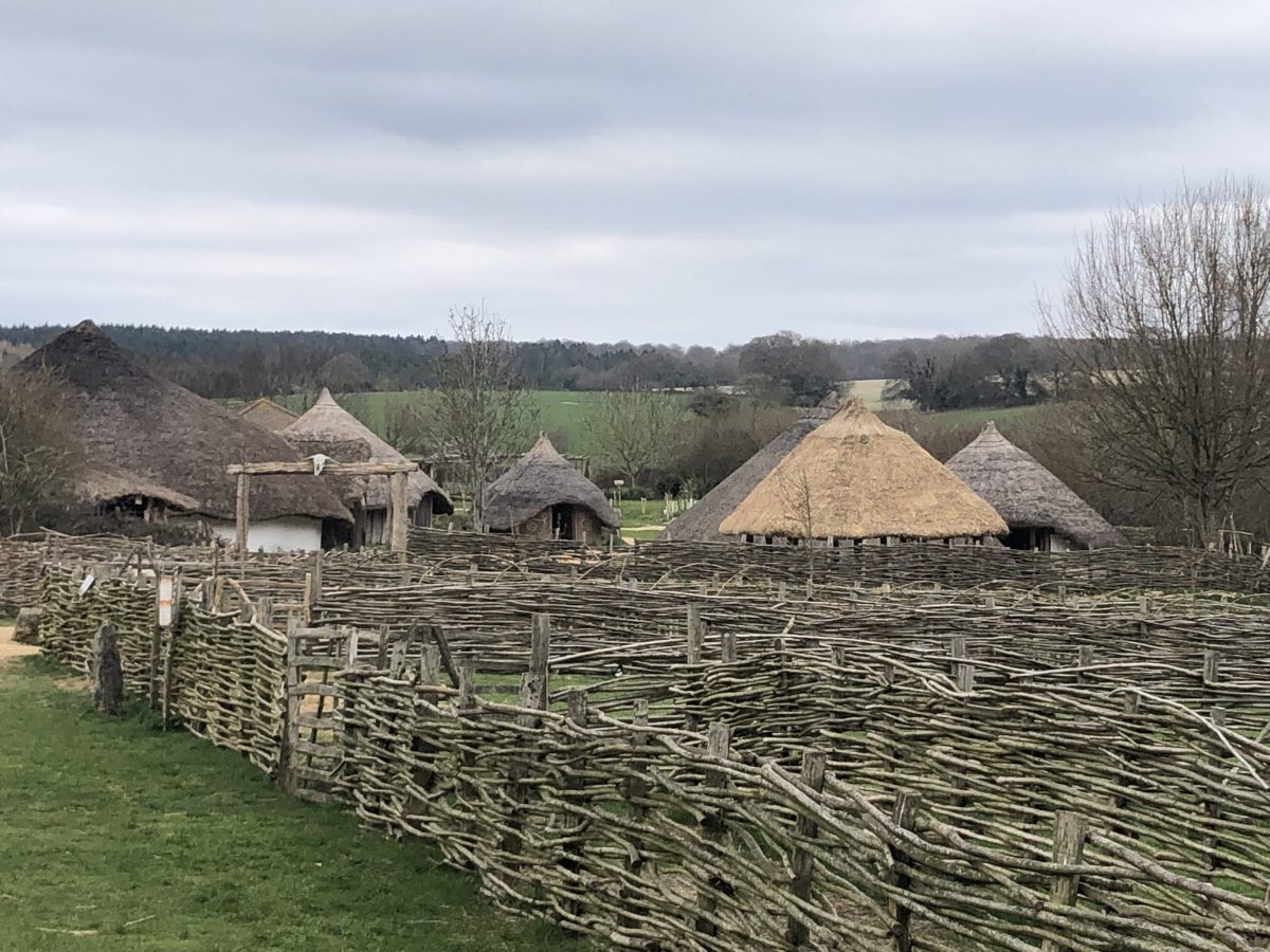 Various Iron Age roundhouses at Butser Ancient Farm